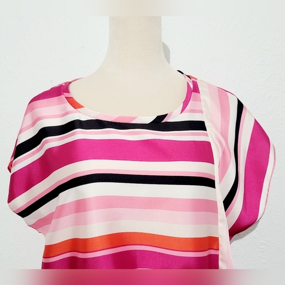 DKNY Women's Multi Colors Sleeveless Top Blouse Size Medium Tie Waist - Picture 3 of 11